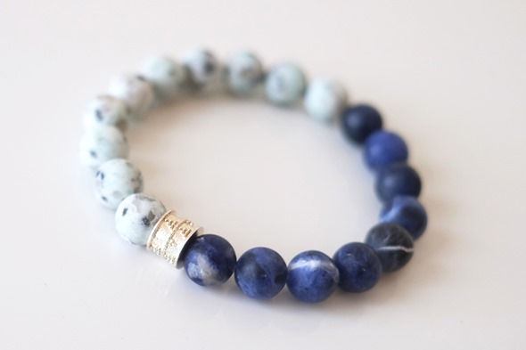 armband voor mannen, herenarmband met lapis lazuli en agaat kralen